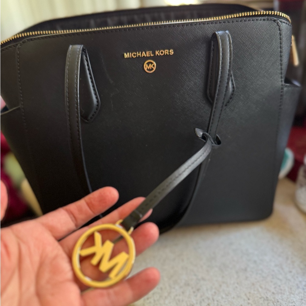 Michael Kors Black Tote with Gold Accents
